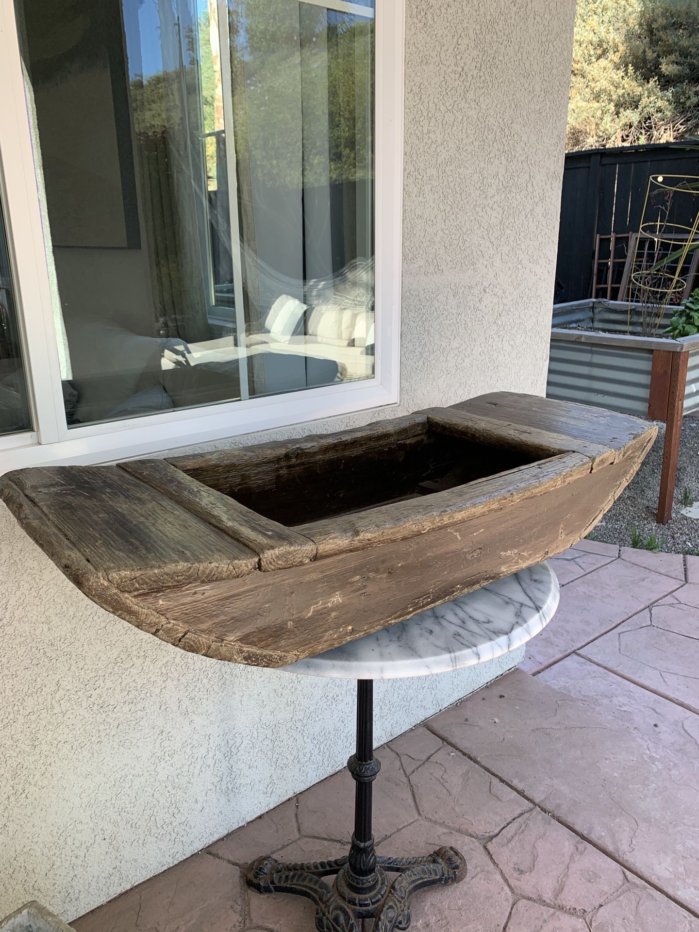 Vintage Antique Large Wood Trough Bout