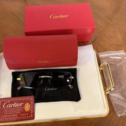 Cartier Santos Gold Rimless Sunglasses