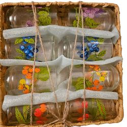 Brockway Vintage Fancy Fruit  8pc Juice Glass Set