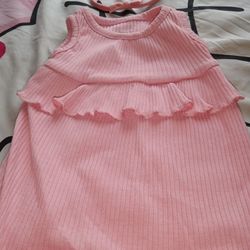 Girl Pink Dress With Hair Band Size 3 Or 6 Month 