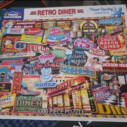 PUZZLE-"RETRO DINER" WHITE MOUNTAIN 1000 PIECE PUZZLE COMPLETE