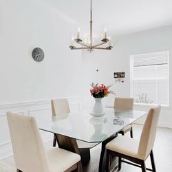 Glass top dining table