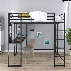 Already Built Loft Bed/Desk - Black 