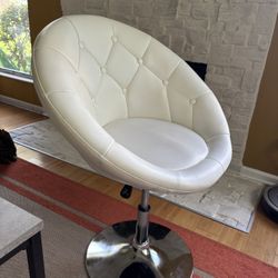 White Leather Swivel Chair