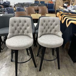 Watson & Whitely Bar Stools, 360° Swivel Upholstered Bar Stool with Back, 30" H Bar(Set of 2)