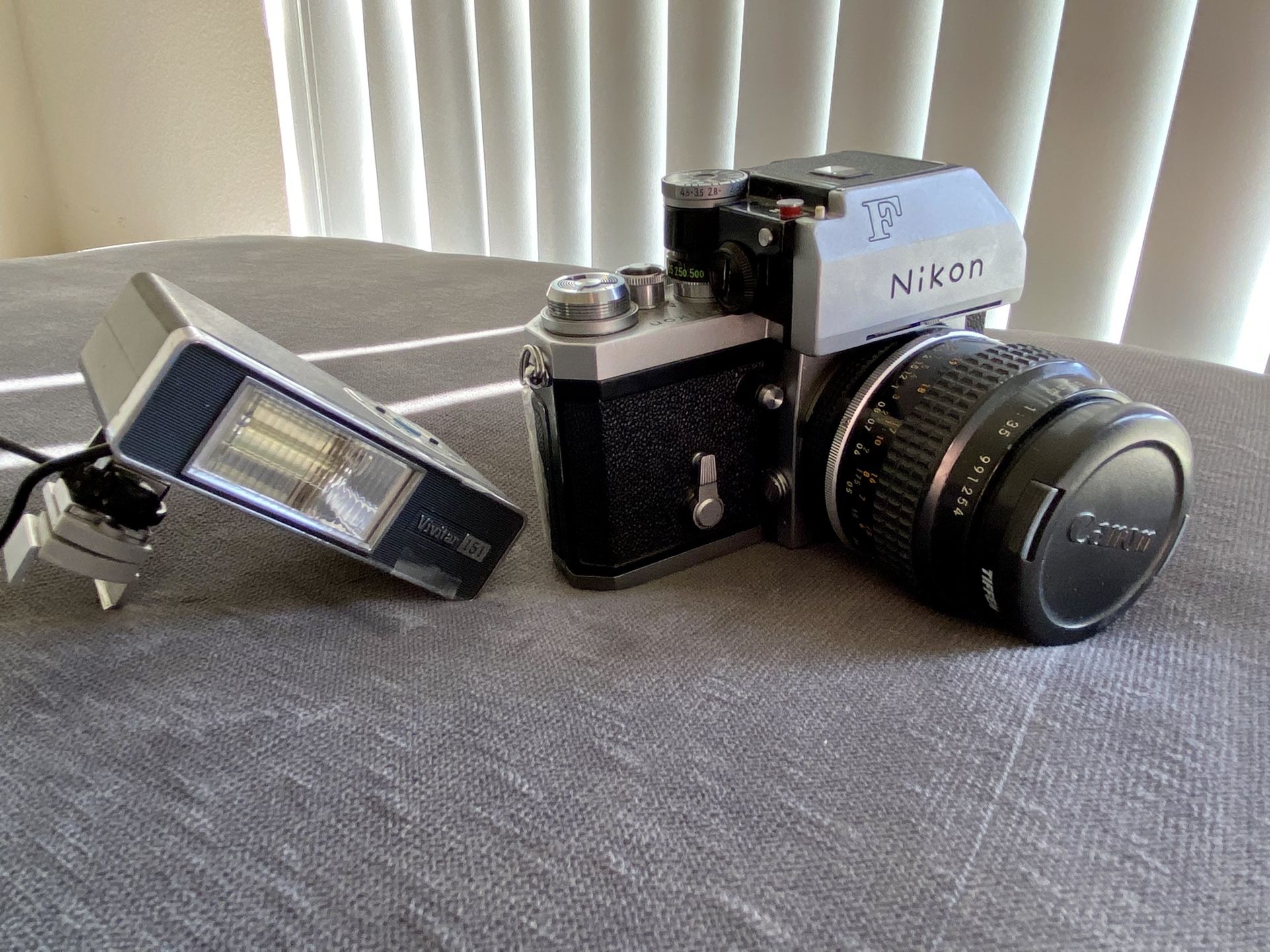 Nikon F Silver Photomic SLR 35mm Film Camera w/ Micro Nikkor-55 mm 1:35