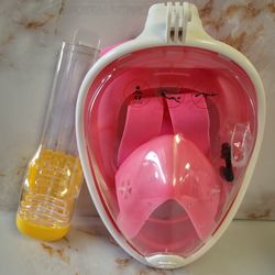 Adult Kids Swimming Full Face Mask Surface Diving Snorkel Scuba For GoPro Breath Size S -M
