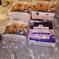 Five; 23 Count; Size 4 Diaper, One; 24 count; Size 4 Overnight Diaper All "Honest" Brandt