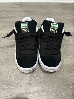 Puma suede XL , black with additional white shoe lace ,8 in men’s