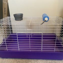 Small Animal Cage w/ Food Bowl & Water Feeder