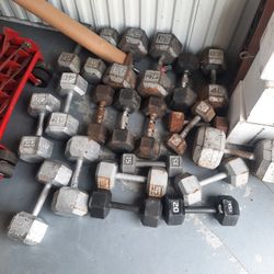680lbs Of Dumbells Weights Pairs Of 35lb 25lb 40lb Single 60 55 80 And More Workout Iron Weights