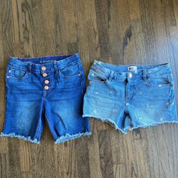 Girls Denim Shorts Lot Size 14 Vigoss Bermuda Button Fly SO Daisy Cutoff