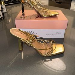 Gold Lace Up Heels