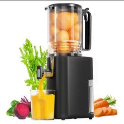Cold Press Juicer, 5.5inch Wide Feed Chute Juicer Machine, Slow Masticating Juicer for Whole Vegetables & Fruits, Black