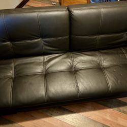 Dark brown, leather futon, perfect