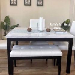 Elegant White 5-Pc Dining Table Set Brand New 