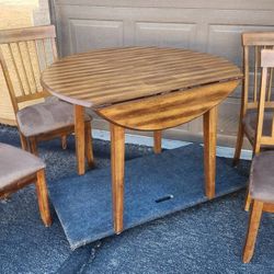 Round Drop Leaf Dining Table With 4 Chairs