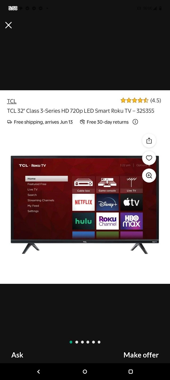 32' Roku TV By TCL