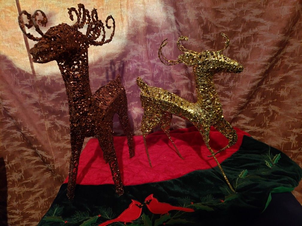 Deer Glitter Design Gold And Bronze Gold Deer 15 Inches High 9 Inches Wide Bronze Deer 14 Inches Long By 17 Inches High