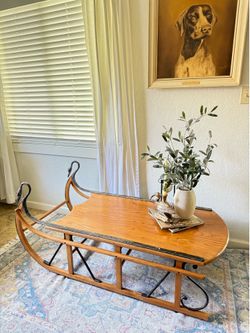 Vintage Unique solid oak with heavy-duty cast iron accent runners and ornamental swan heads