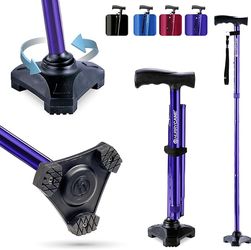 HurryCane Freedom Edition Folding Walking Cane, Pathfinder Purple
