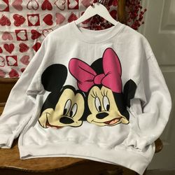 Disney Mickey & Minnie Crew Neck Sweatshirt - Size Medium 