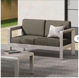 Outdoor Aluminum Loveseat with Cushions