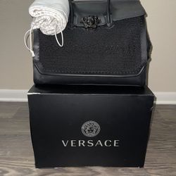 Versace CrochetPalazzo Leather Weekend Travel Bag