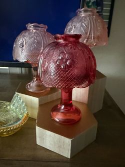 Vintage cranberry glass fairy lamp