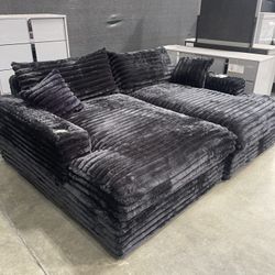 Double Chaise Sectional - Super Soft Corduroy Fabric
