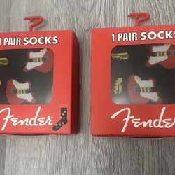 Set Of 2 Fender Guitar Novelty Socks In Gift Boxes Adult Unisex