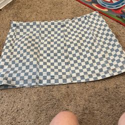 No Boundaries Blue Checkered Denim Micro Mini Skirt