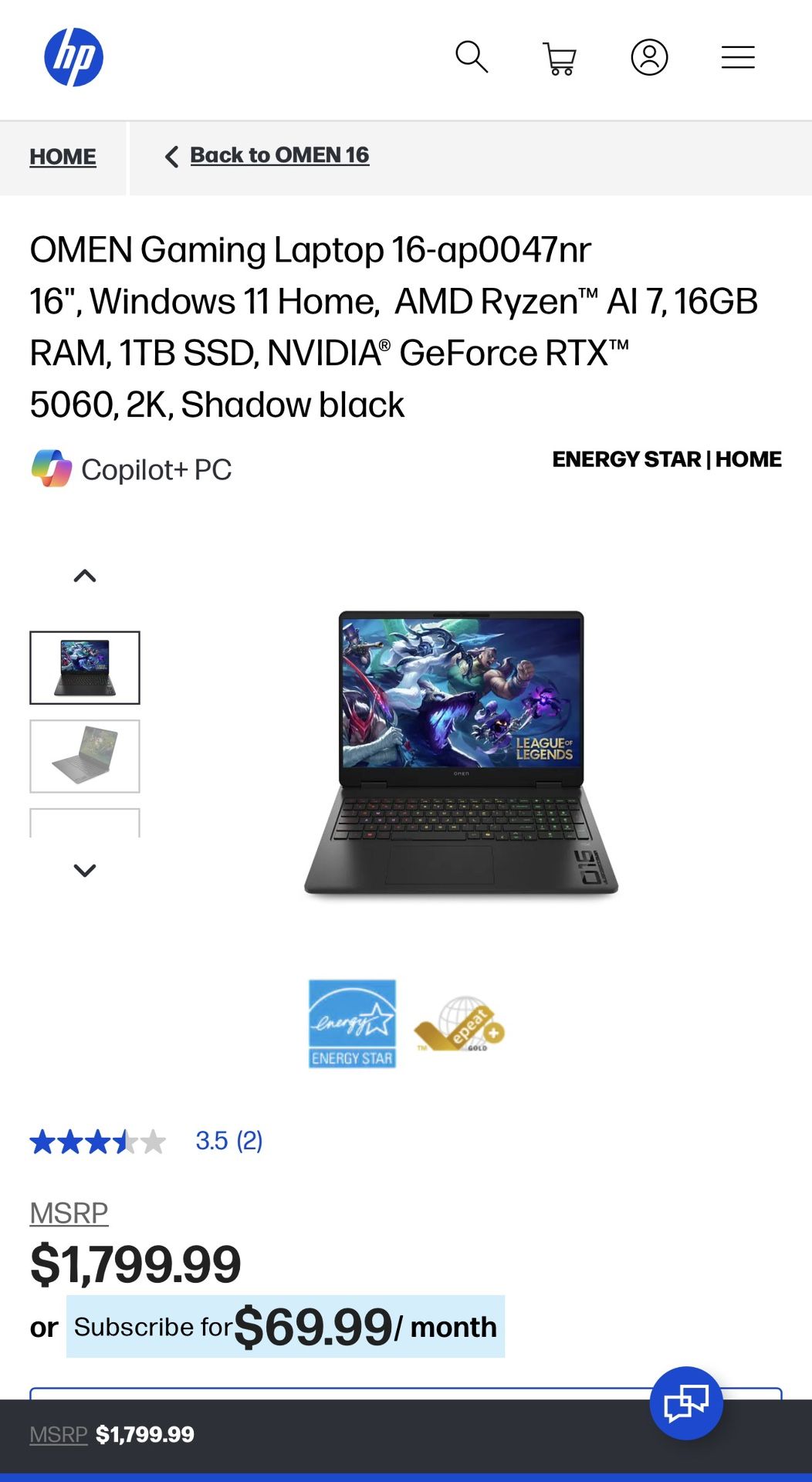 Omen Gaming Laptop RTX 5060 16” - Brand new sealed -