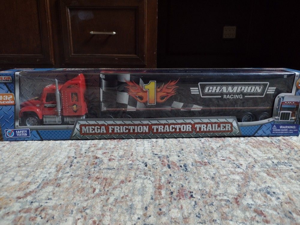 Mega Friction Tractor Truck Trailer Toy