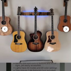 Whiskey Barrel Guitar Hanger With LED Lights 