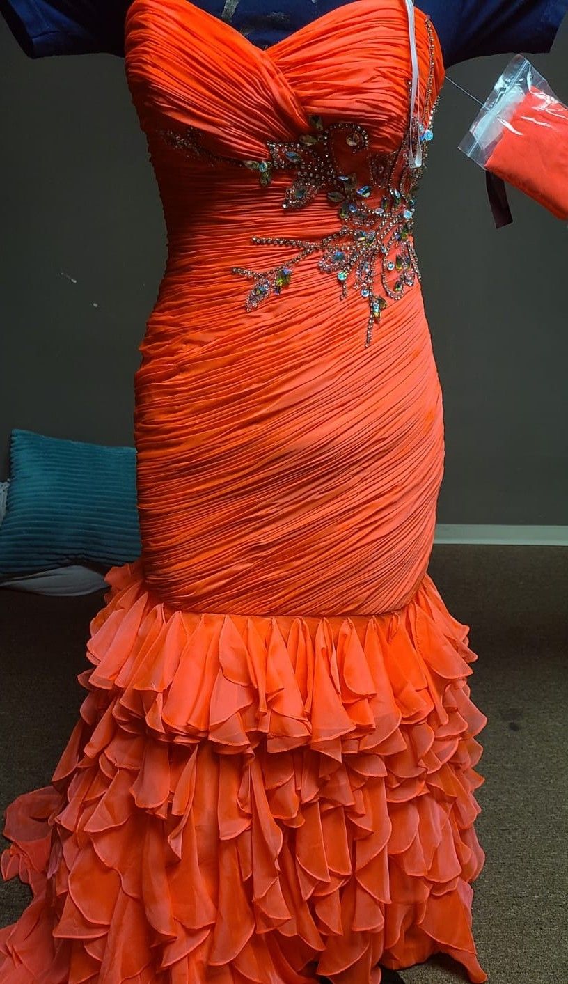 Dress New Coral Mermaid Party Prom Wedding Gown