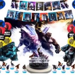 Awesome Godzilla vs King Kong birthday party decor set. 