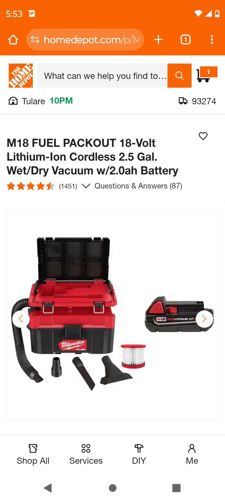 M18 Milwaukee Fuel Pack out