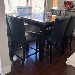 Counter Height Dining Table And 6 Bar Stools Set