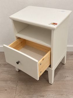 White Nightstand with Drawer & Open Shelf