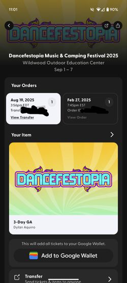 Selling (2) 3-Day GA Dancefestopia 2025 Tickets
