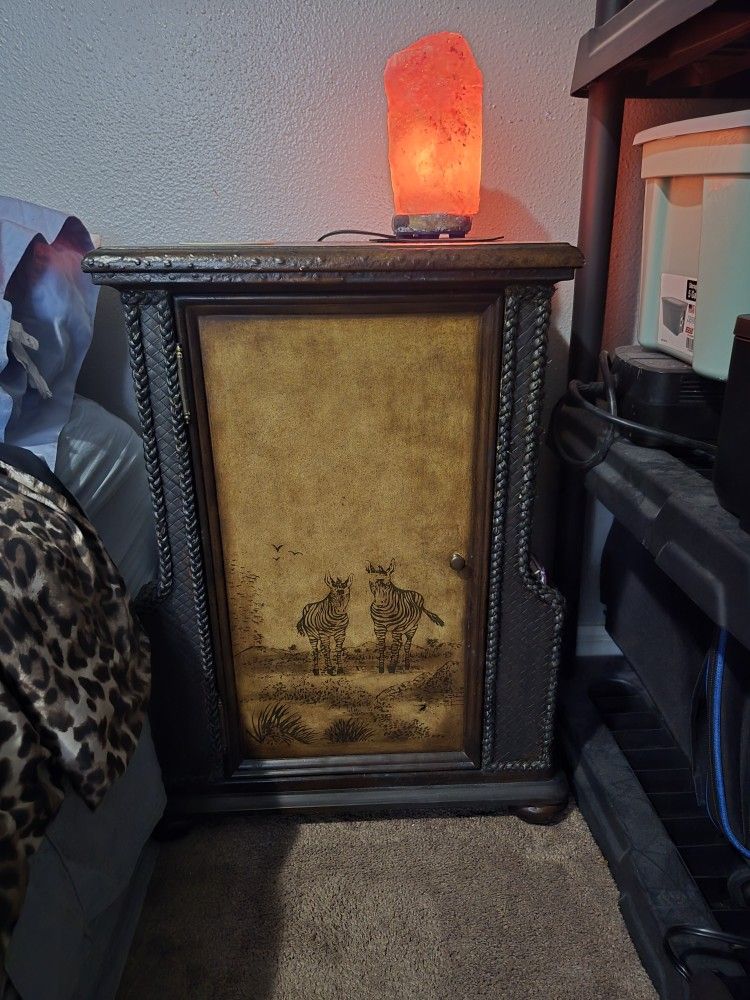 Nice Zebra Side Table With Shelves Inside