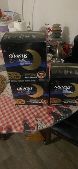 3 unopened boxes always zzz disposable period underwear