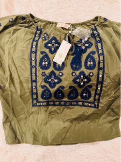 Tory Burch Silk Patterned Top with tags