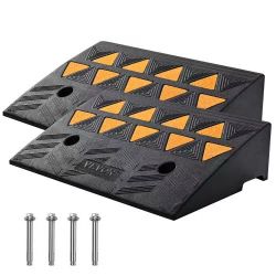Rubber Curb Ramp 2 Pack, 5" Rise Height Heavy-Duty 33069 lbs/15 T Capacity Threshold Ramps, Driveway Ramps with Stable Grid Structure for Cars, Wheelc