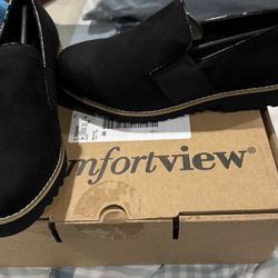 Comfortview Women's Taren Black Slip-On Loafer