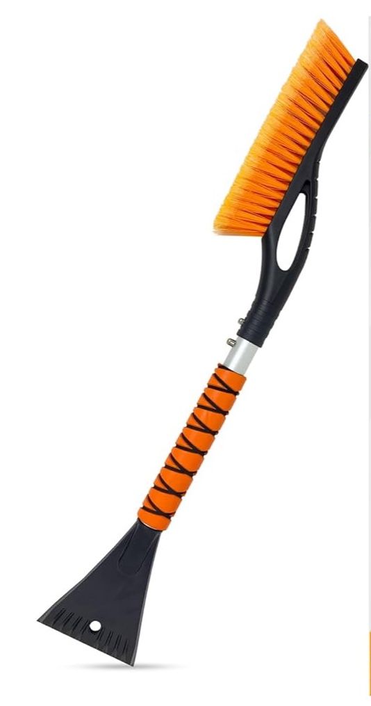 27" Aluminum Snow Brush with Ice Scrapers for Car Windshield and Window | Car Snow Scraper and Brush with Ergonomic Foam Grip Winter Accessories