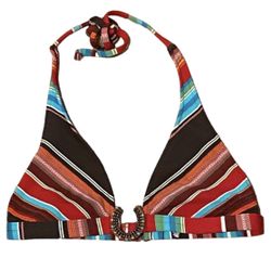 Fun Multi-Color Striped Bikini Top 