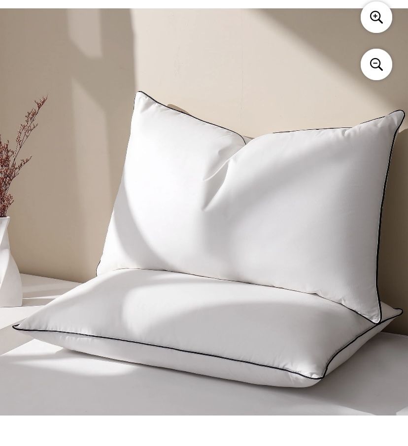 Feather Down Pillows Set of 2, Medium Firm Hotel Bed Pillow 2 Pack, Queen size