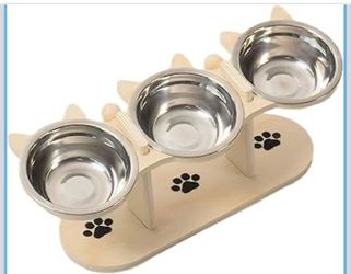 Pet Bowls Elevated Wooden Raised Bowl Stand | Tilted Food Bowls, Efficient Dog Cat Feeding Station